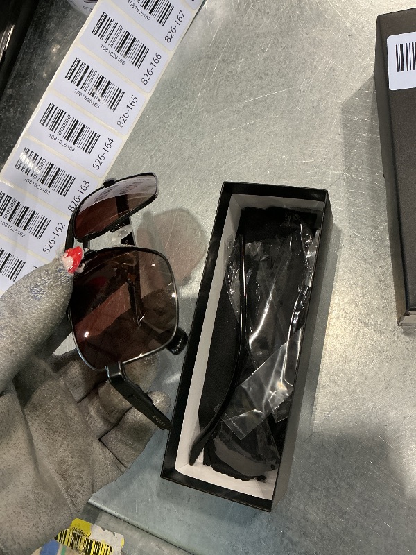 Photo 1 of [Left side is broken] LUENX Aviator Polarized Sunglasses for Men Women Square Polygon Shades – UV400 Protection, Anti-Glare Black Frame, 60mm Gradient Brown Lens for Driving Fishing