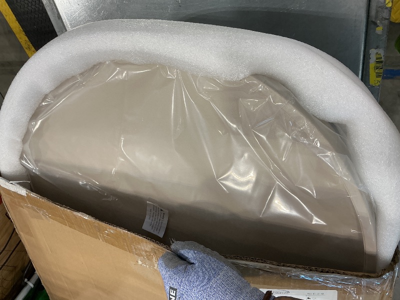 Photo 1 of [MINOR DAMAGE & USED] QAVOL 25 Inch Round Ottoman Tray - Faux Leather Large Serving Tray for Couch/Coffee Table, Family Dinner, Picnic, Party Decor (25 inch Beige)