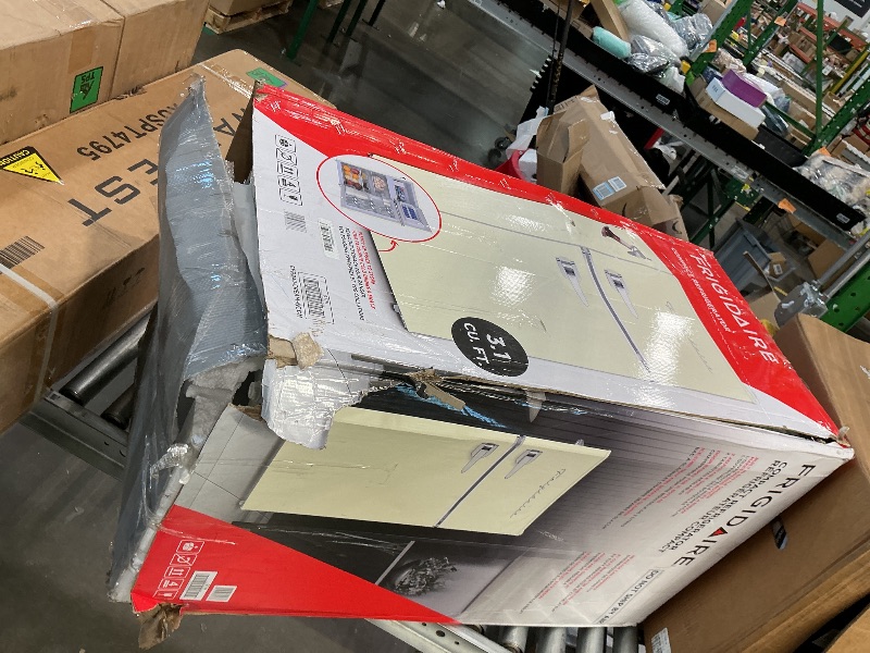 Photo 1 of ***EXTERIOR DAMAGE***Frigidaire EFR840-Cream EFR840 Retro Mini Fridge with Freezer & Side Bottle Opener-Small 2 Door Refrigerator for Office Bar or College Dorm Room-3.1 Cu Ft (Cream)
