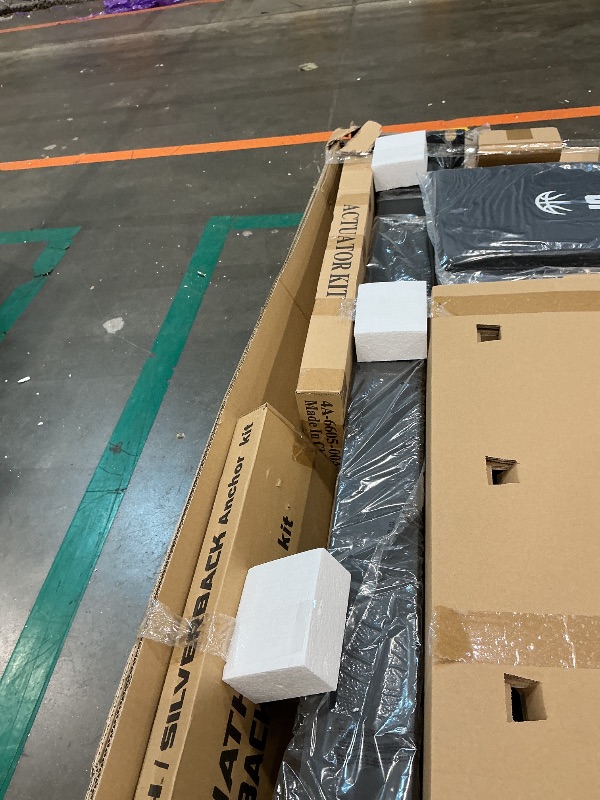 Photo 1 of ****CHECKED 7/11 - AS IS/NO RETURNS - SALE FINAL - FOR PARTS ONLY****Silverback 60" Height Adjustable In-Ground Basketball Hoop with Tempered Glass Backboard, Pro-Style Breakaway Rim, Pole and Backboard Pad, Black-White