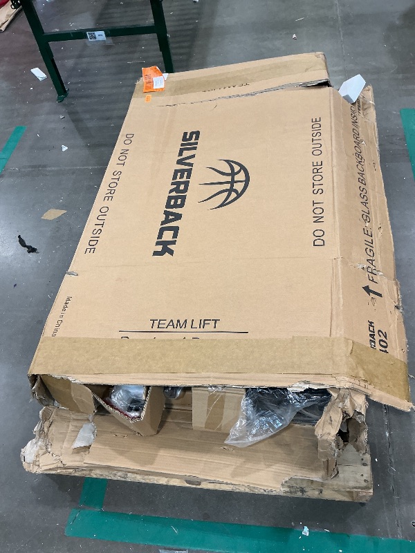 Photo 1 of ****CHECKED 7/11 - AS IS/NO RETURNS - SALE FINAL - FOR PARTS ONLY****Silverback 60" Height Adjustable In-Ground Basketball Hoop with Tempered Glass Backboard, Pro-Style Breakaway Rim, Pole and Backboard Pad, Black-White