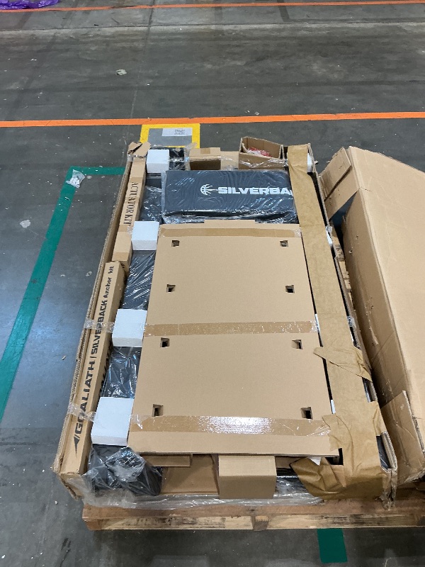 Photo 1 of ****CHECKED 7/11 - AS IS/NO RETURNS - SALE FINAL - FOR PARTS ONLY****Silverback 60" Height Adjustable In-Ground Basketball Hoop with Tempered Glass Backboard, Pro-Style Breakaway Rim, Pole and Backboard Pad, Black-White