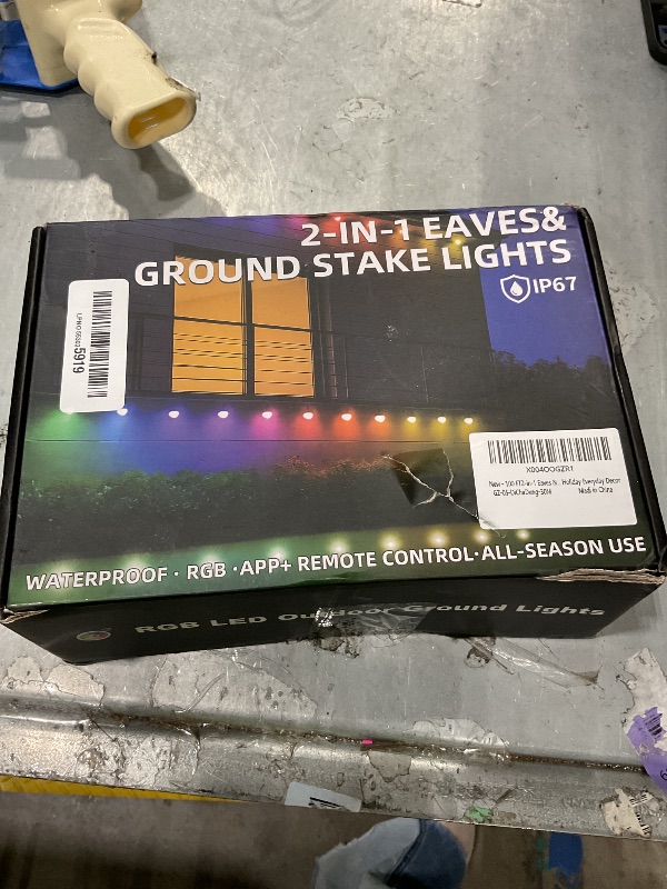 Photo 1 of 100 FT 2-in-1 Eaves & Ground Stakes LED String Lights, Outdoor RGB Light with App & Remote Control for House, Garden, and Landscape, Waterproof Smart Color-Changing Lighting for Holiday Everyday Decor