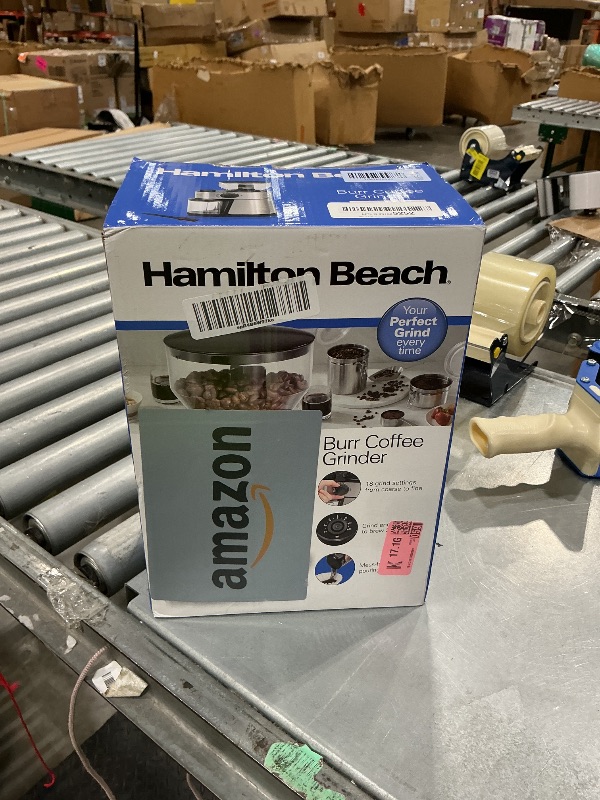 Photo 1 of [NONFUNCTIONAL & MISSING PARTS] Hamilton Beach Electric Burr Coffee Grinder with Large 16oz Hopper & 18 Settings For 2-14 Cups, Stainless Steel (80385)