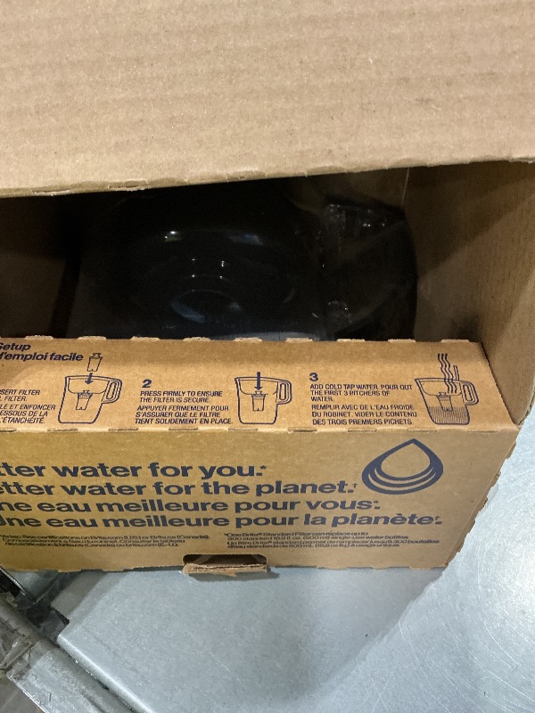View 2 of **View Clerk Notes**Brita Large 10-Cup Water Filter Pitcher, WQA NSF/ANSI Certified, Removes Chlorine Taste & Odor, Reduces Zinc, Copper & Mercury, 1 Standard Filter, Lasts 2 Months, Black