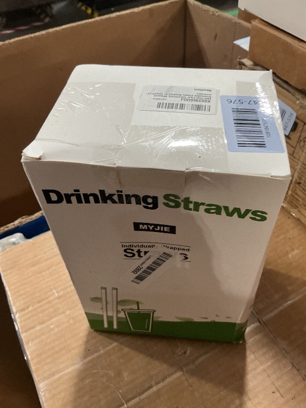 Photo 1 of [400 Pcs] Clear Individually Wrapped Disposable Plastic Straws for 16 oz Cups(7.5" longX0.23" diameter)
