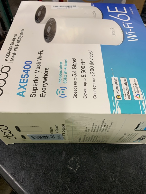 Photo 1 of TP-Link Deco XE75 AXE5400 Tri-Band WiFi 6E Mesh System - Covers up to 5500 Sq.Ft, Replaces WiFi Router and Extender, AI-Driven Mesh, 6GHz Band, 2-Pack