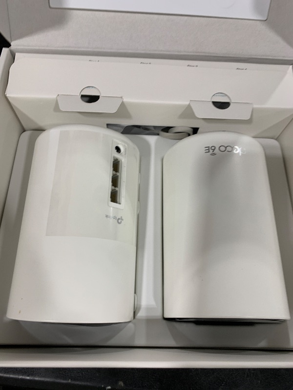 Photo 1 of TP-Link Deco XE75 AXE5400 Tri-Band WiFi 6E Mesh System - Covers up to 5500 Sq.Ft, Replaces WiFi Router and Extender, AI-Driven Mesh, 6GHz Band, 2-Pack