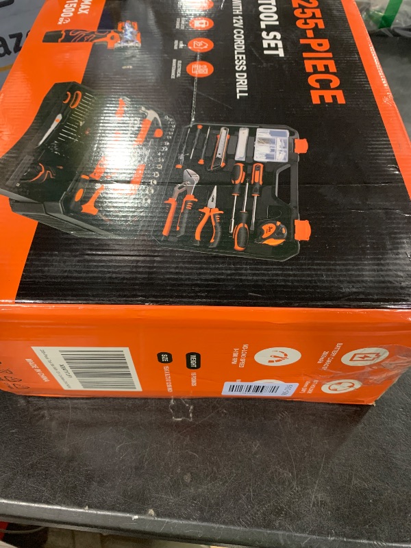 View 3 of 255-Piece Tool Set - Tool Kit with 12V Cordless Drill Driver, Toolbox Storage Case with Drawer, General Household Drill Set for DIY Projects, Home Repairs, Handyman