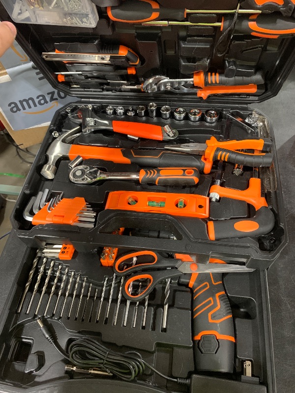 View 2 of 255-Piece Tool Set - Tool Kit with 12V Cordless Drill Driver, Toolbox Storage Case with Drawer, General Household Drill Set for DIY Projects, Home Repairs, Handyman