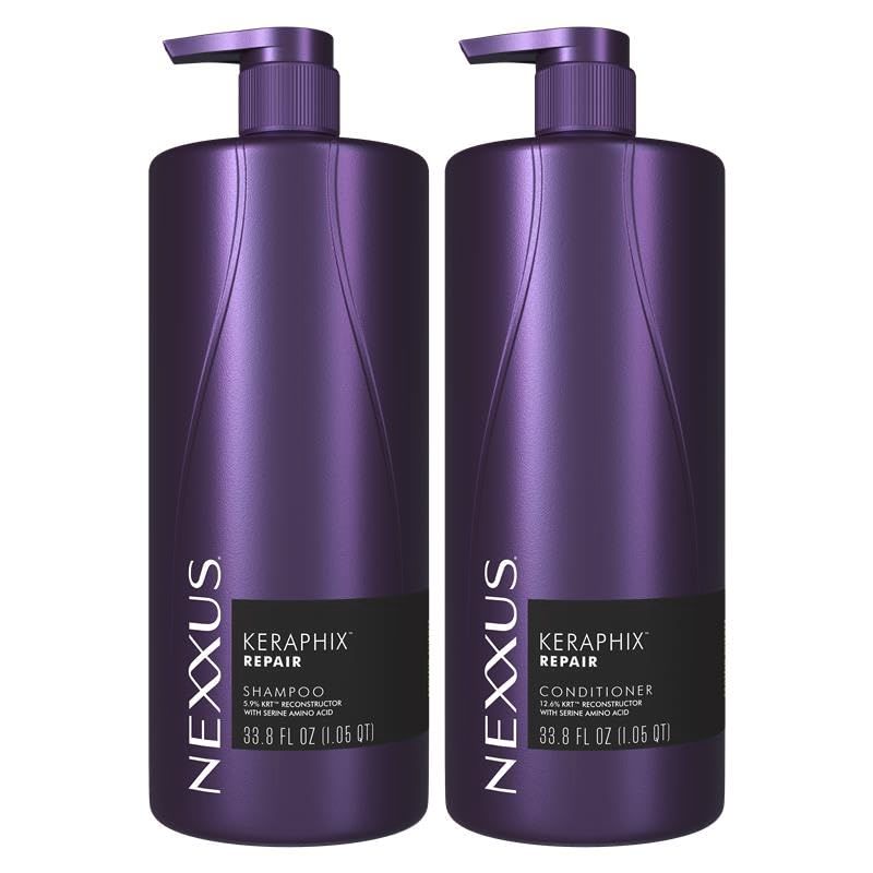 Photo 1 of Nexxus KERAPHIX Shampoo & Conditioner 2 Pack for Damaged Hair Repair Powered by KRT Keratin Resistance Therapy with Liquid Crystal Amino Acids 33.8 Fl Oz