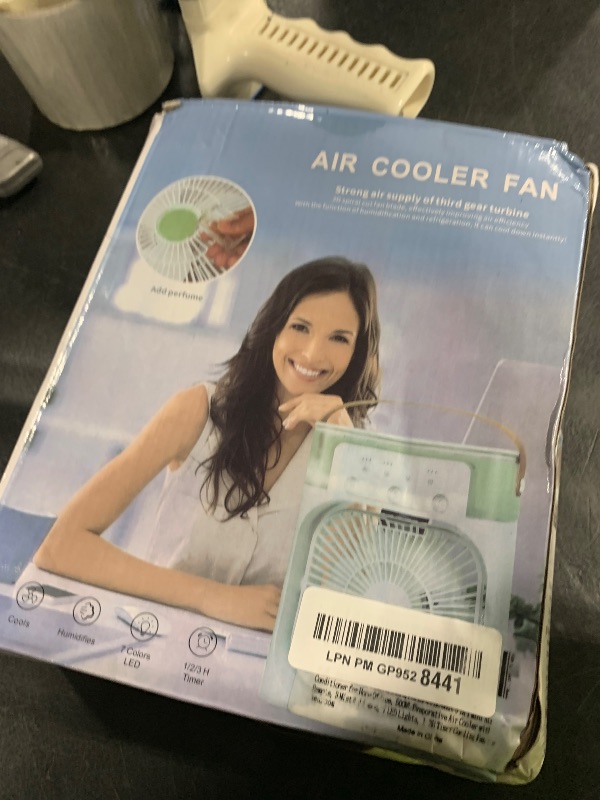 Photo 1 of Portable Air Conditioners, 2000mAh Rechargeable Mini Air Cooler Fans, 500ML Personal Portable AC Unit with 3 Speed, 2 Spray, 7 Color, 3 Timer, Small Desktop Cooling Fan for Bedroom Office (White)