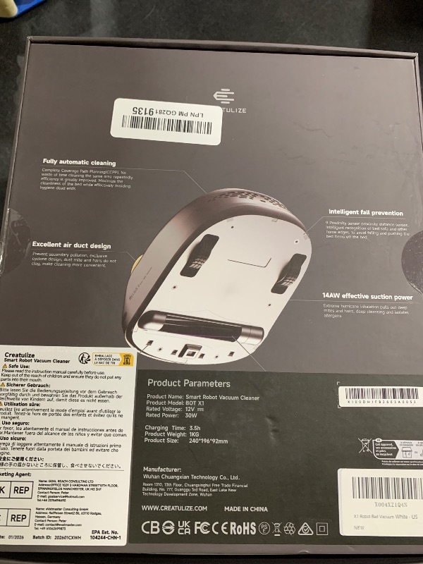 Photo 1 of CREATULIZE X1 Robot Bed Vacuum, Automatic Mattress Vacuum Cleaner with Intelligent Path Planning, UV-C Light, HEPA Filter, One-Click 100% Dust & Pet Hair Removal for Bed, Mattress, Sofa, Carpet