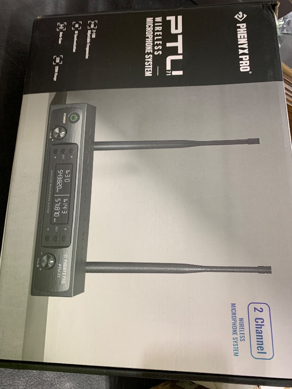 Photo 1 of Phenyx Pro Wireless Microphone System, Dual Wireless Mics,w/ 2 Handhelds, Auto Scan,2x100 UHF Frequencies,328ft Range,Dynamic Microphone for Singing, Karaoke, Church(PTU-71-2H)
