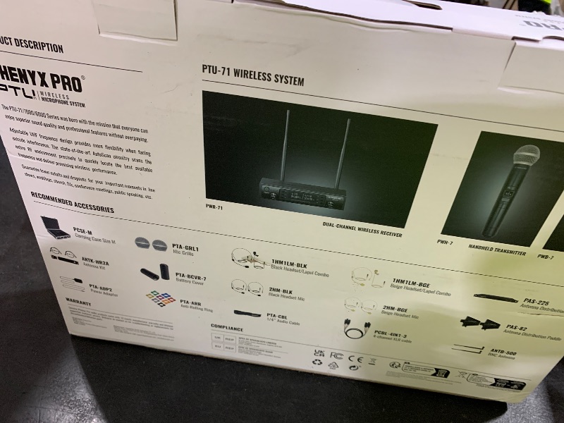 Photo 1 of Phenyx Pro Wireless Microphone System, Dual Wireless Mics,w/ 2 Handhelds, Auto Scan,2x100 UHF Frequencies,328ft Range,Dynamic Microphone for Singing, Karaoke, Church(PTU-71-2H)