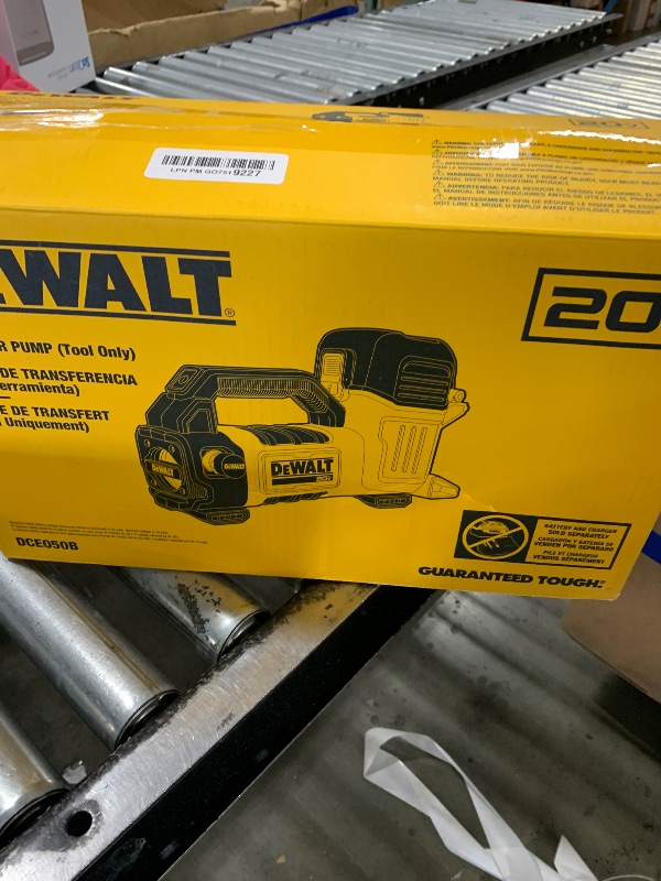 Photo 1 of DEWALT 20V MAX Transfer Pump, 10 GPM, Powerful and Lightweight, Profesional Grade Versatility, Bare Tool Only (DCE050B)