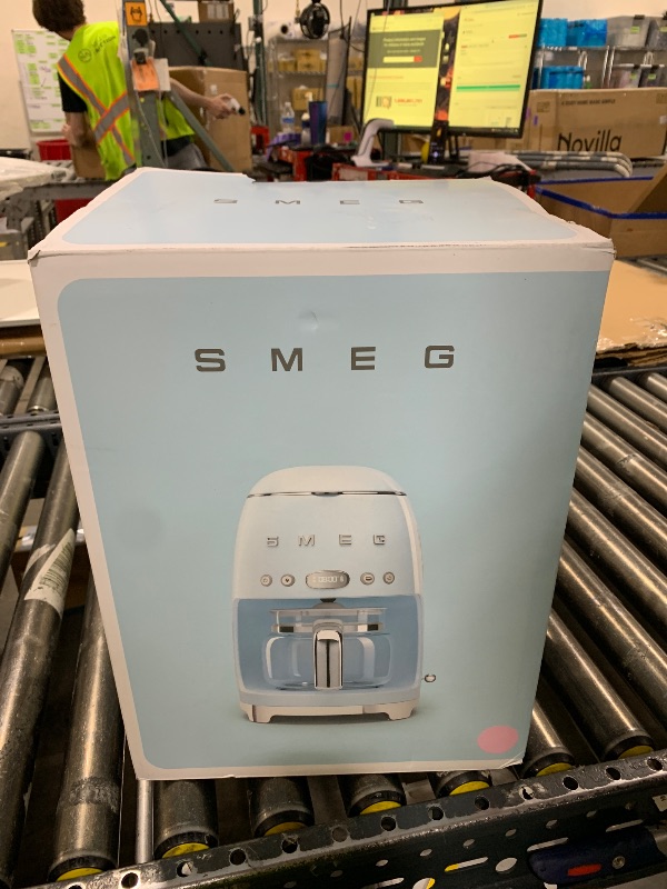 Photo 1 of Smeg 50's Retro Style Aesthetic Drip Coffee Machine with 10 Cup Glass Carafe, Auto Start Feature, Keep Warm Plate, and Two Coffee Strength Settings (Pink)