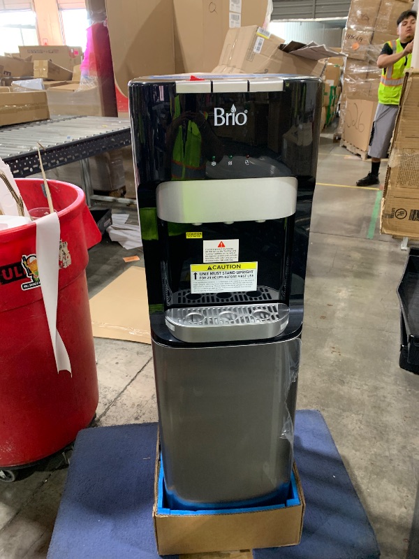 Photo 1 of Brio Bottom Loading Water Cooler Dispenser for 5 Gallon Bottles - 3 Temperatures with Hot, Room & Cold Spouts, Child Safety Lock, LED Display with Empty Bottle Alert, Stainless Steel