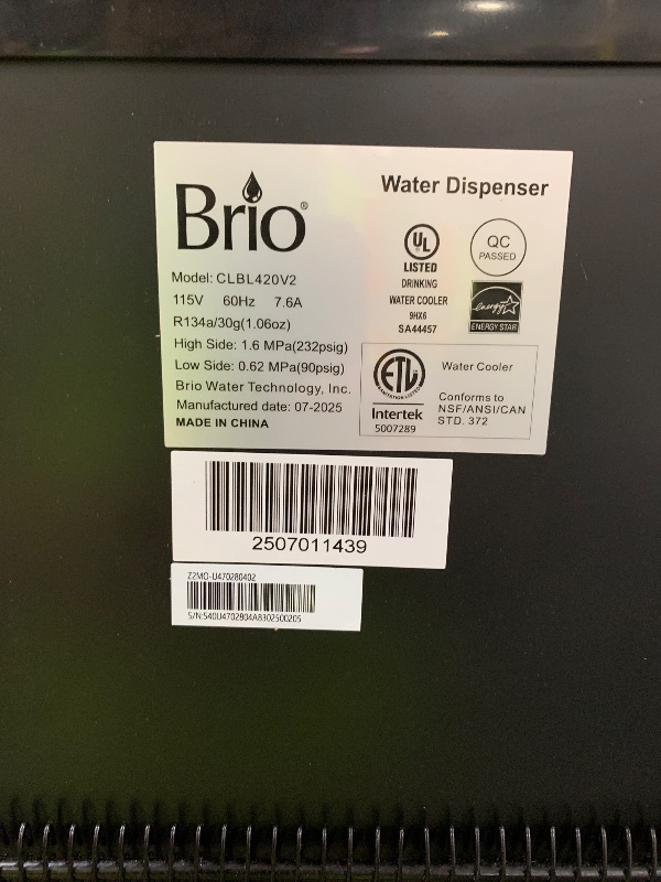 Photo 1 of Brio Bottom Loading Water Cooler Dispenser for 5 Gallon Bottles - 3 Temperatures with Hot, Room & Cold Spouts, Child Safety Lock, LED Display with Empty Bottle Alert, Stainless Steel