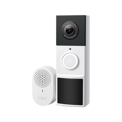 Photo 1 of Tapo 2K+ Wired or Battery Powered Smart Video Doorbell with Chime - 180° Field of View, Person/Vehicle/Package Detection, Ring Call, 2-Way Audio, Subscription-Free Local Storage or Optional Cloud,D225