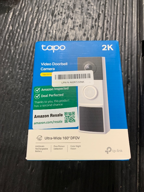 Photo 1 of Tapo 2K+ Wired or Battery Powered Smart Video Doorbell with Chime - 180° Field of View, Person/Vehicle/Package Detection, Ring Call, 2-Way Audio, Subscription-Free Local Storage or Optional Cloud,D225