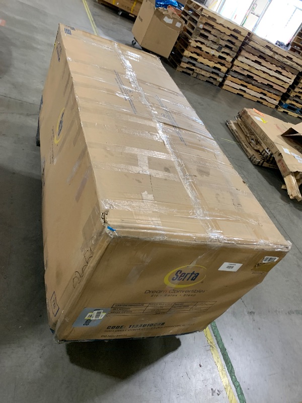 Photo 1 of Serta Galway 91.7" Convertible Sleeper Sofa, Queen Size, Wall-Hugging Dreamglide Mechanism, Dreamcoil Comfort, Boucle Fabric, Charcoal