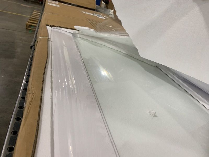 Photo 1 of SMARTSTANDARD 48" x 80" Interior Glass Door, Solid Core Clear Glass Pantry Doors, Pre-Assembled Slab Door for Bedroom French Pocket Laundry Bathroom, White Primed, Without Hardware Kit