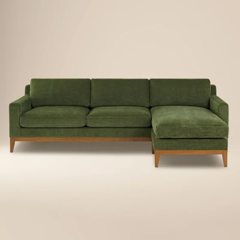 Photo 1 of Zyon 105.5" Reversible Chaise Sectional Distressed green velvet