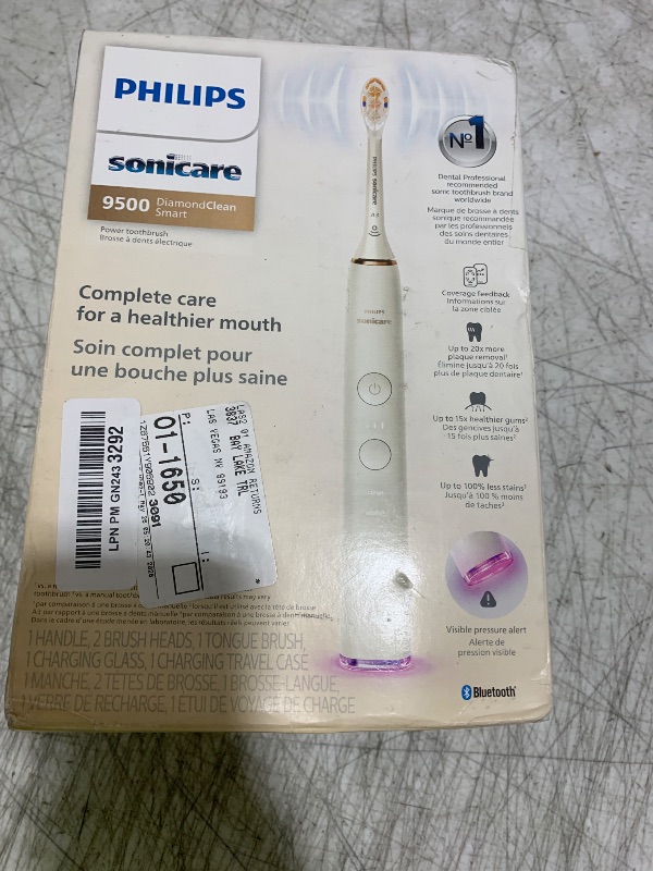 Photo 1 of Philips Sonicare DiamondClean Smart 9500 Electric Toothbrush - Sonic Toothbrush with App, Pressure Sensor, 15 Brushing Settings, Replacement Reminder, USB Charging Travel Case, Rose Gold, HX9923/61