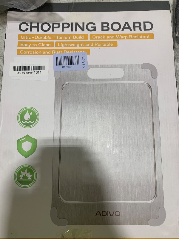 Photo 1 of Adivo 100% Pure Titanium Cutting Board for Kitchen, Double-Sided Titanium Cutting Board with Juice Groove, Easy to Clean Metal Chopping Board for Meat Vegetables Fruit, Dishwasher Safe (15.3x11) Large