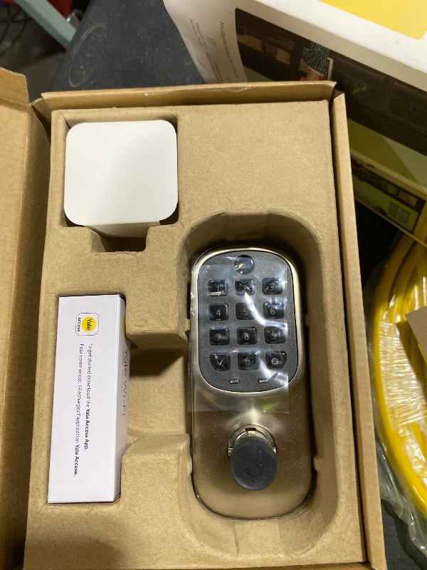 Photo 1 of Yale Satin Nickel Assure Lock Entry Door Handle with Wi-Fi Connected Keypad, Smart Door Lock with Handle and Back-Up Key for Single Hole Entry Door, ?YRL216-WF1-619