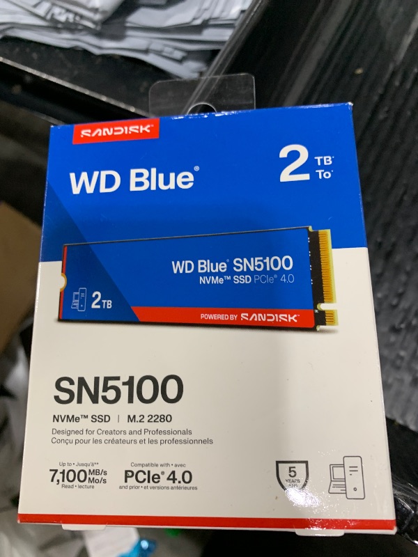 Photo 1 of WD Blue SN5100 2TB NVMe SSD - M.2 2280, PCIe Gen 4.0, Internal Solid State Drive - Read Speeds Up to 7,100MB/s, Upgrade Storage for PC/Laptops - WDS200T5B0E