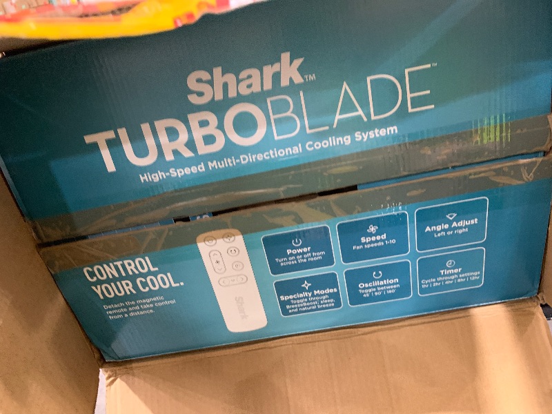 Photo 1 of Shark TurboBlade Fan—Ultra-customizable bladeless tower fan, pivots, twists, oscillates 180°, circulates and propels air, 10 noise levels + 10 speeds, easy to clean, charcoal, TF202S