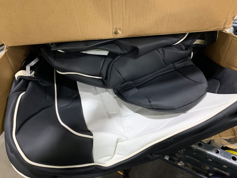Photo 1 of FREESOO Customized Seat Cover for Tesla Model 3 2017 2018 2019 2020 2021 2022 2023, Faux Leather Car Seat Cover Full Set Auto Seat Protector Accessories Black White