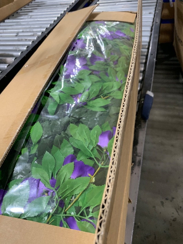 Photo 1 of Sumery Expandable Fence Privacy Screen for Balcony Patio Outdoor,Decorative Faux Ivy Fencing Panel,Artificial Hedges (Single Sided Leaves) (4, Branches -Purple Fowers)