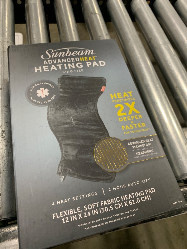 Photo 1 of Sunbeam AdvancedHeat King-Sized Heating Pad, Sunbeam Heating Pad for Tough Pain Relief