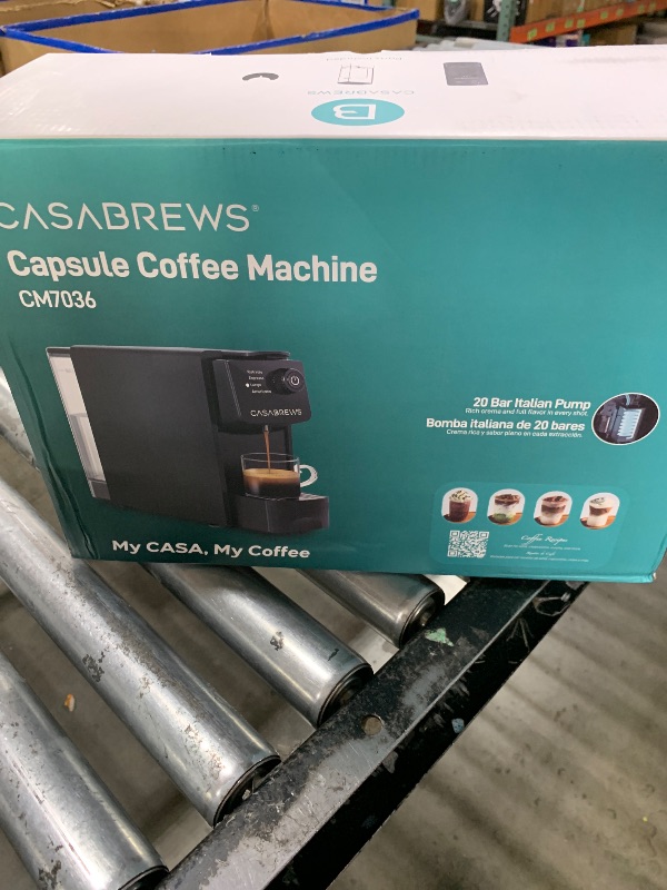 Photo 1 of CASABREWS CM7036E Espresso Machine for Nespresso Original Pods, 20 Bar Compact Capsule Coffee Machine with 21 oz Removable Water Tank and 4 Brewing Modes, Mini Espresso Maker for Home or Office, Black