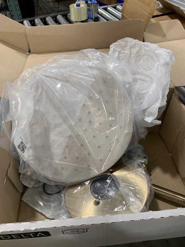 Photo 1 of Delta Modern 14 Series Round Rain Shower Faucet Set, Brushed Gold Shower Head and Handle Set, Valve Trim Kit, Champagne Bronze T14269-CZ-PP (Valve Not Included)