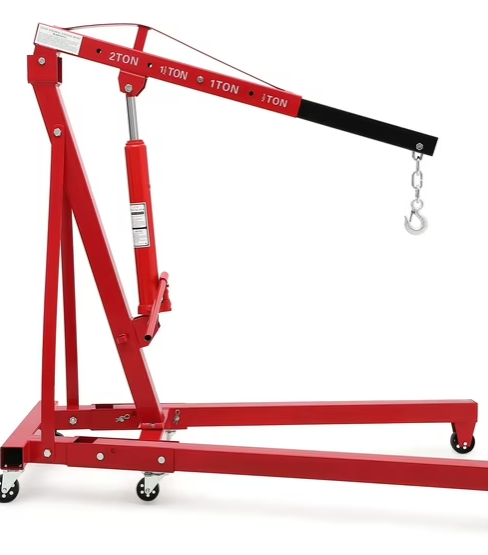 Photo 1 of GARVEE 2 Ton Hydraulic Engine Hoist,Cherry Picker Shop Crane with 6 Casters and Telescopic Boom for Garage,Workshop,Automotive Repair ORANGE 