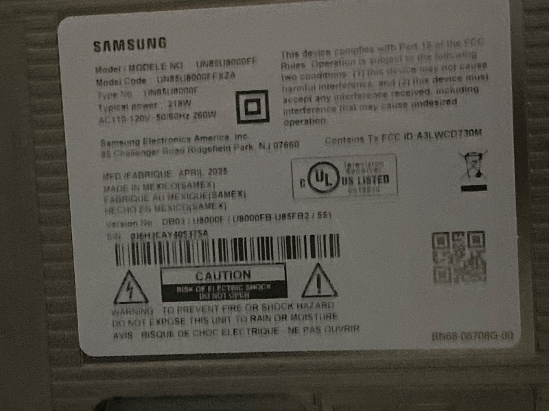 Photo 1 of Samsung 85-Inch Class Crystal UHD U8000F 4K Smart TV (2025 Model) Endless Free Content, Crystal Processor 4K, MetalStream Design, Knox Security, Alexa Built-in
