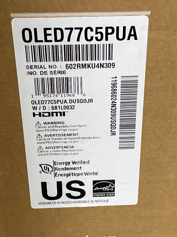 Photo 1 of LG 77-Inch Class OLED evo AI 4K C5 Series Smart TV w/Dolby Atmos, Dolby Vision, HDR10, AI Super Upscaling 4K, Filmmaker Mode, Wow Orchestra, Alexa Built-in (OLED77C5PUA, 2025)