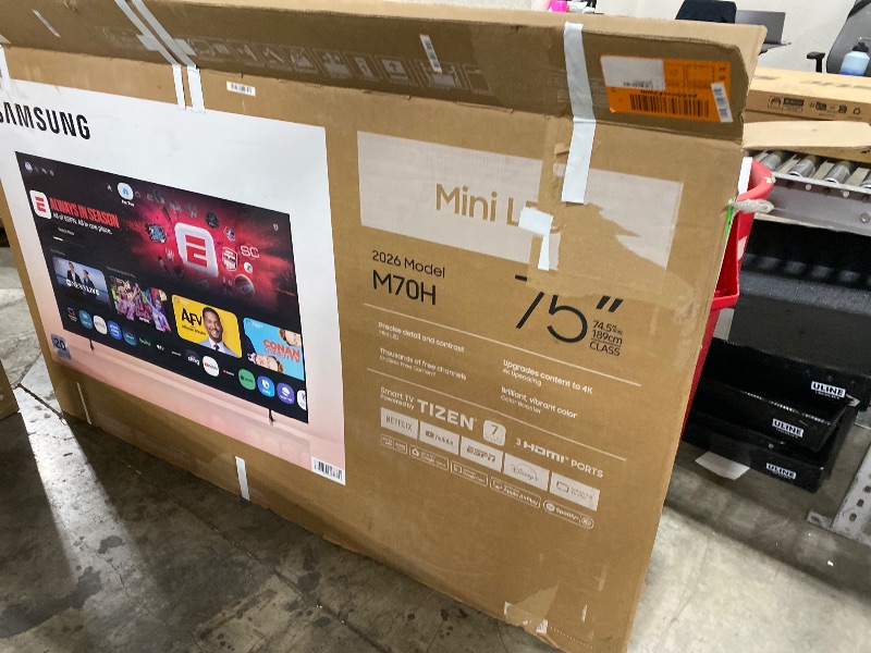 Photo 1 of Samsung 75-Inch Class Mini LED M70H Series Samsung Vision AI Companion Smart TV (2026 Model, 75M70H) Mini LED Processor 4K, Pure Spectrum Color, Motion Xcelerator + DLG 120Hz SALVAGE FOR PARTS ONLY
