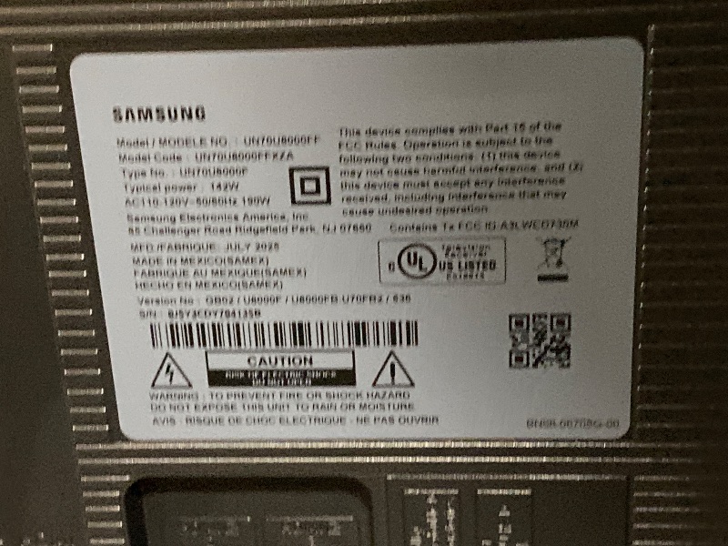 Photo 1 of Samsung 70-Inch Class Crystal UHD U8000F 4K Smart TV (2025 Model) Endless Free Content, Crystal Processor 4K, MetalStream Design, Knox Security, Alexa Built-in