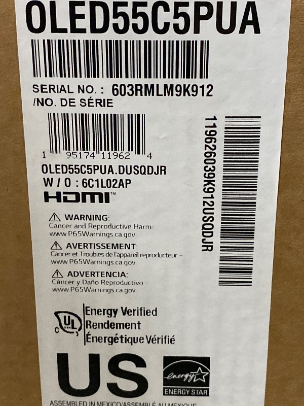 Photo 1 of LG 55-Inch Class OLED evo AI 4K C5 Series Smart TV w/Dolby Atmos, Dolby Vision, HDR10, AI Super Upscaling 4K, Filmmaker Mode, Wow Orchestra, Alexa Built-in (OLED55C5PUA, 2025)