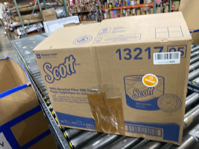 Photo 1 of Scott Professional 100% Recycled Fiber Standard Roll Bulk Toilet Paper (13217), 2-Ply, Elevated Design, White, Individually Wrapped (80 Rolls of 473 Sheets, 37,840 Sheet Total)
