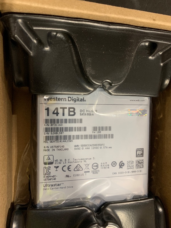 Photo 1 of HGST WD Ultrastar DC HC530 14TB SATA 6Gb/s 3.5-Inch Data Center HDD - WUH721414ALE604 0F31152 (Renewed)