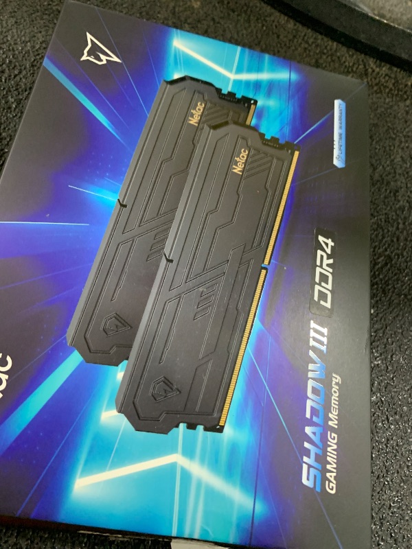 Photo 1 of Netac DDR4 DRAM 32GB Kit (2x16GB) 3200MHz XMP 2.0 Dual Channel RAM CL16 (PC4-25600) 1.35V 288-Pin Upgraded Aluminum Heat Sink Ideal for Gaming Computer Upgrade - Shadow III Series Black