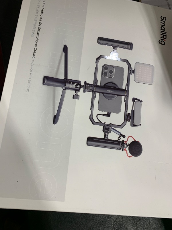Photo 1 of SmallRig All-in-One Universal Quick Release Phone Video Rig Kit Pro, Phone Stabilizer Rig Kit with LED Light Microphone QR Tripod Dual Handles Power Bank Holder, for Creator & Live Streaming - 4704