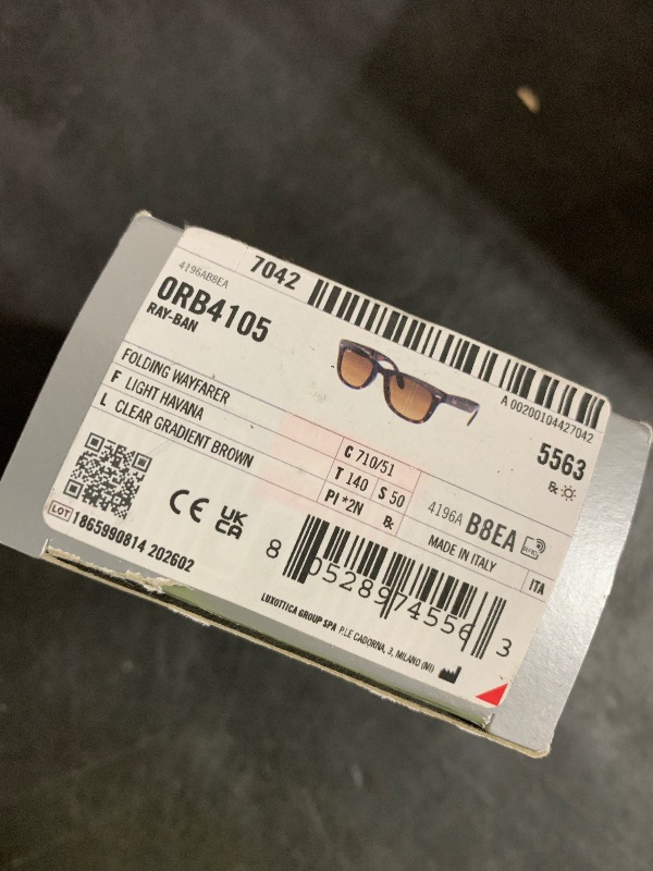Photo 1 of Ray-Ban Unisex RB4105 Folding Wayfarer Square Sunglasses, Light Havana/Clear Gradient Brown, 50 mm