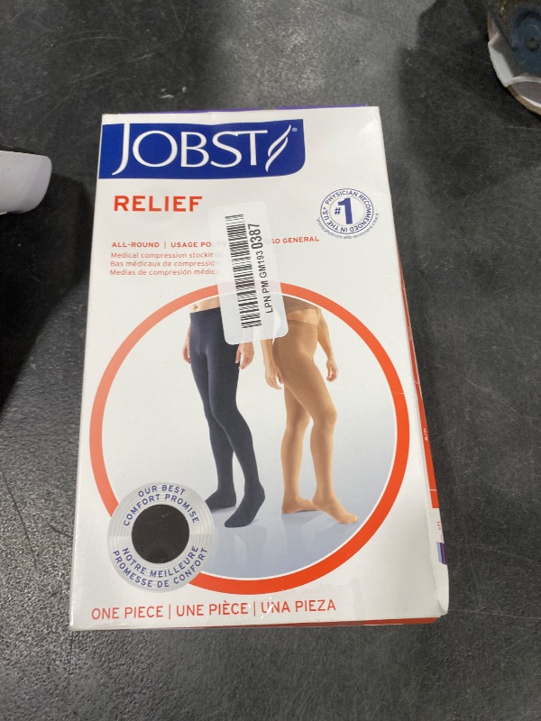 Photo 1 of JOBST Relief Waist High Graduated Compression Stockings 30-40mmHg - Comfortable Unisex Design - Closed Toe, Beige, Small